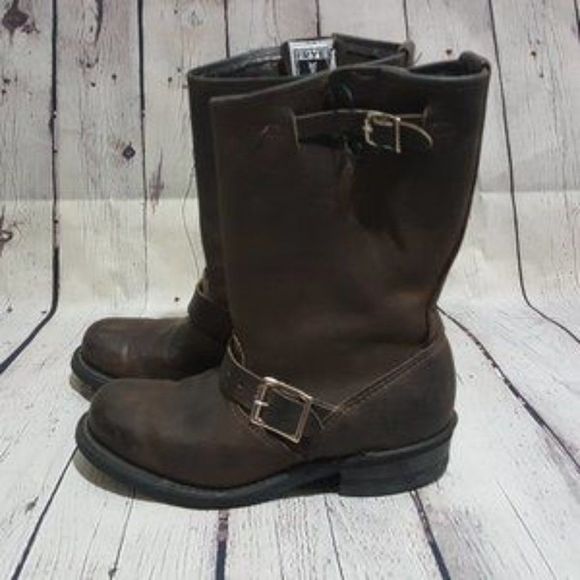 Frye Brown Combat & Moto Boots - Picture 1 of 9